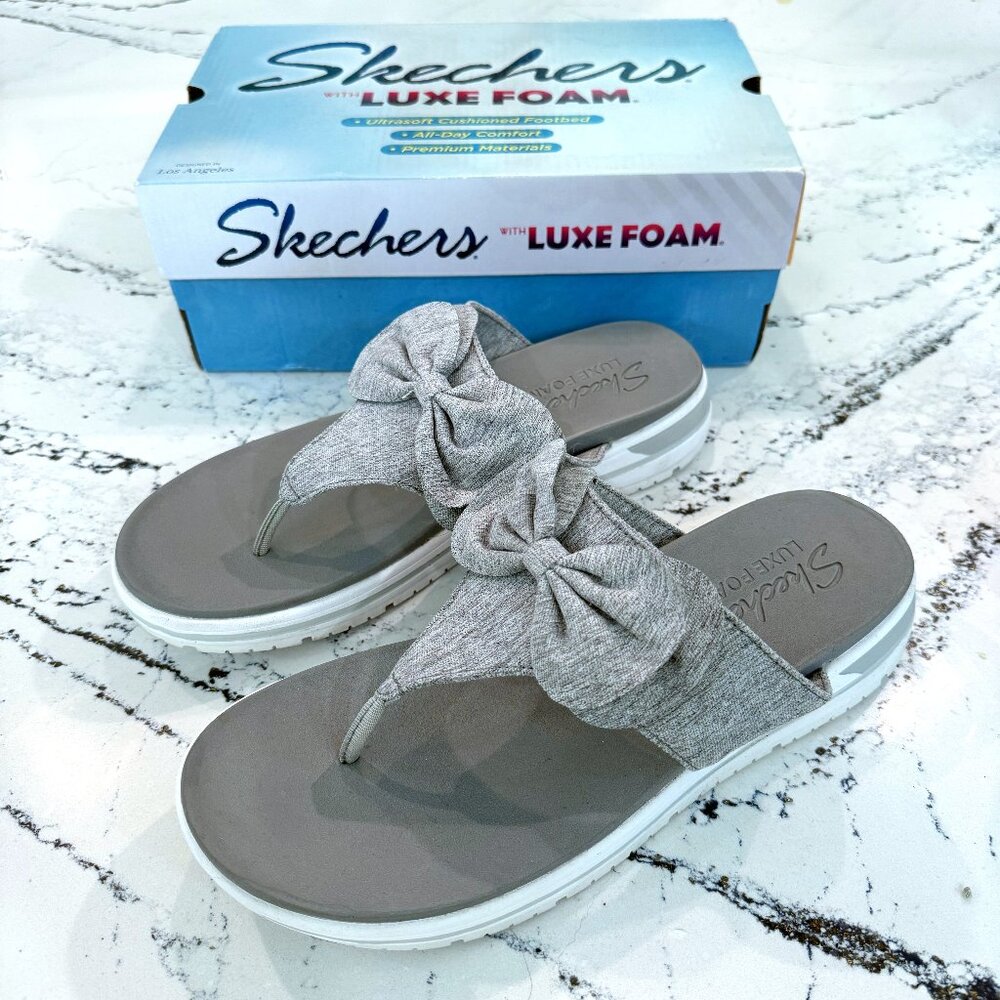 Sketchers Intergrades - Sweet Serene Platform Thong Sandals Gray Size 11